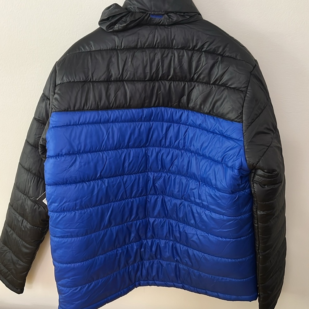 NEW M FILA Men's Dynamic Puffer Jacket, Medium - Blue/Black, Hidden Hood - Picture 3 of 4